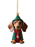 Christmas Cute Dachshund Flat Creative Gift Decorative Pendant