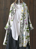 Spring Floral Field Pattern Printed Women’s Loose Casual Top Jacket White / S