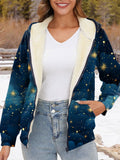 Starry Sky Art Print Waffle Plush Thick Long-Sleeved Hooded Coat