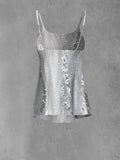 Women's Marble Sequin Line Print Sheer Two-Piece Top