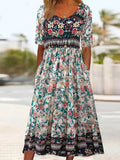 Boho Floral Print Loose Flowy Long Dresses