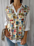 Women’s Retro Colorful Geometric Print Versatile Knitted Vest Multicolor / Over-Size