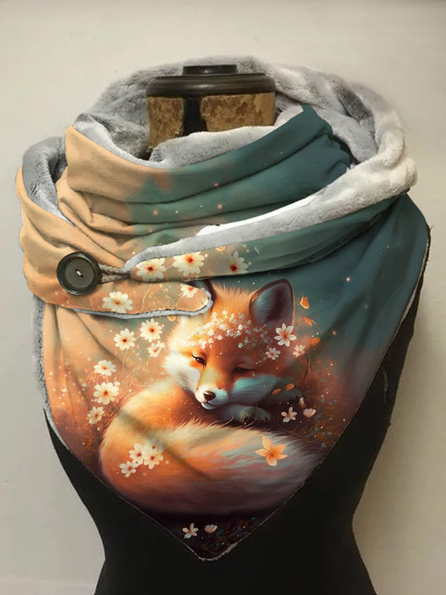 Cute Winter Fox Autumn Winter Warm Print Casual Scarf