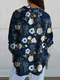 Women’s Flower Print Casual Linen Shirt