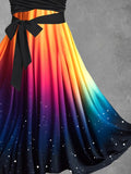 Women's Rainbow Gradient Art Design Two Piece Dress