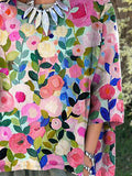 Colorful Spring Floral Garden Printed Women’s Casual Cotton And Linen Shirt