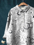 Women’s Galaxy Art Print Casual Cotton And Linen Shirt