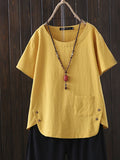 Women’s Plain Color Casual Top Yellow / M