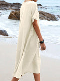 Women’s Solid Color Loose Elegant Casual Cotton And Linen Dress