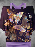 Women's Animal Butterfly Art Design Two Piece Suit Top