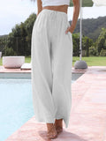 Women's Solid Color Loose Elegant Casual Simple Cotton And Linen Pants