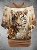 Women's Tiger Art Design Two Piece Suit Top