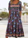 Boho Floral Print Loose Flowy Long Dresses Multicolor2 / S