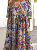 Vibrant Small Summer Floral Pattern Printed Women’s Pocket Cotton Dress