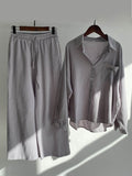 Women’s Solid Color Loose Elegant High Waist Casual Cotton And Linen Suit Grey / S