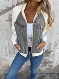 Women’s Denim Patchwork Casual Jacket Gray / S