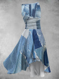 Women's Vintage Art Denim Print Art Dress