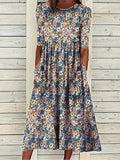 Boho Floral Print Loose Flowy Long Dresses