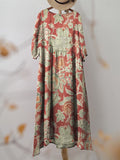 Women’s Vintage Printed Pocket Cotton Dress