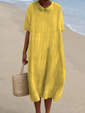 Women’s Pocket Linen Dress（Convertible Dress With Front And Back Option） Yellow / S