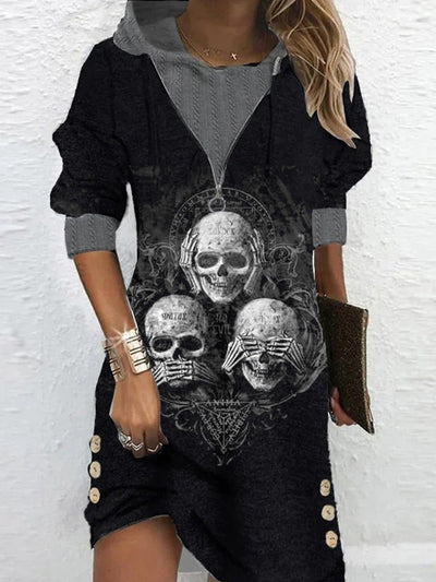 Women's Punk Skull Maxi Dress