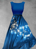 Women's Blue Gradient Elegant Evening Note Dress