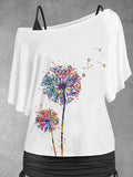 Women's Artistic Dandelion Print Casual Two-Piece Top