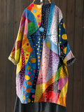 Women’s Colorful Abstract Print Loose Casual Top Jacket