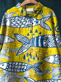 Summer Sea Fish Pattern Printed Women’s Casual Cotton And Linen Shirt