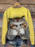 Cute Cat Mouse Funny Print Casual Sweatshirt