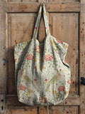 Cute Vintage Bird Floral Print Linen Tote Bag Multicolor / 43Cmx40Cm