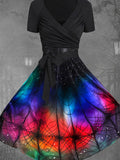 Women's Gothic Rainbow Art Design Two Piece Dress