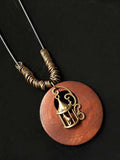 Women’s Ethnic Style Wood And Alloy Long Chain Necklace Birdcagea / Onesize