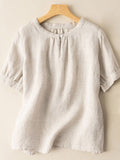 Women’s Cotton And Linen Short Sleeved Shirt Almond / M