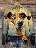 Cute Puppy With Exaggerated Expression Animal Art Casual  Sweatshirt