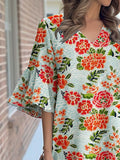 Women's  Flutter Sleeve Artistic Floral Print dress