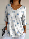 Petite Buttercup Floral Pattern Printed Women’s Casual Pullover Knit