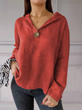 Women’s Cotton Linen Hooded Top Red / S