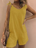 Women’s Cotton And Linen Patch Pocket Dungaree Yellow / S