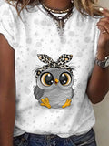 Women’s Summer Owl Print Short Sleeve T-Shirt