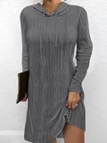 Women's Hooded Cable Textured Casual Dress