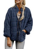 Women’s Solid Color Cotton Jacket With Pockets Darkblue / S