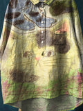 Vintage Lovely Cats Art Print Casual Cotton And Linen Shirt