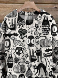 Lovely Halloween Monsters Pattern Printed Knit Pullover Sweater