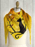 Autumn Winter Cute Cat Print Triangle Knitted Scarf