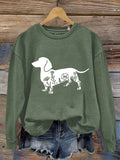 Funny Dachshund Print Casual  Sweatshirt