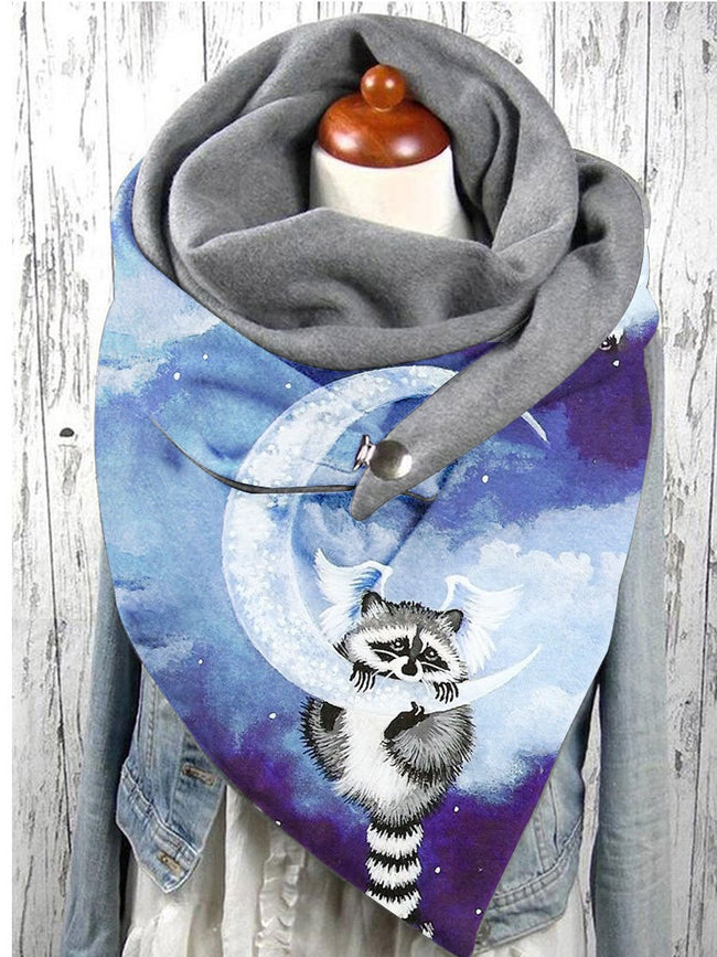 Autumn And Winter Raccoon Print Print Scarf