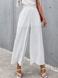 Women’s Solid Color Loose Elegant Casual Simple Pants White / S