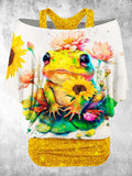 Women's   Animal  Frog And Flower    T-shirt