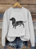 Funny Dachshund Print Casual  Sweatshirt